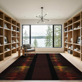 Fiery Orange Wave Stripe Area Rug
