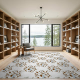 Blue and Teal Vintage Blue Floral Pattern Area Rug