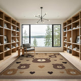 Adorable Teddy Bear Hearts Kids Area Rug