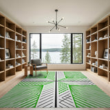 Vibrant Green Geometric Angular Area Rug