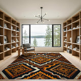 Bold Orange Geometric Southwestern Area Rug