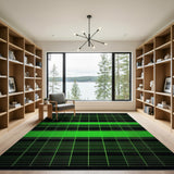 Neon Green Grid Geometric Area Rug