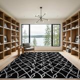 Geometric Modern Black White Chain Link Geometric Area Rug
