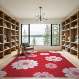 Bold Red Floral Bloom Area Rug