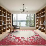 Pink Vintage Pink Floral Border Area Rug
