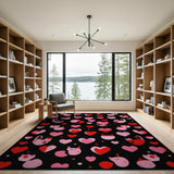 Playful Pink Cats Hearts Area Rug