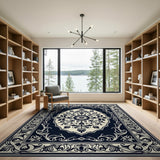 Navy Persian Medallion Floral Area Rug