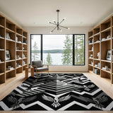 Geometric Eagle Pyramid Black White Area Rug