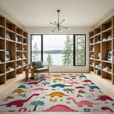 Multi-color and Patterns Dinosaur ABC Kids Area Rug