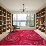 Pink Vibrant Pink Swirl Abstract Area Rug