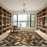 Geometric Modern Beige Woven Basket Weave Area Rug