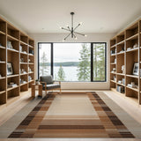 Brown Tan Geometric Stripe Woven Area Rug