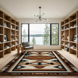 Washable Southwestern Geometric Area Rug - Low Pile, Non-Slip, Pet Friendly