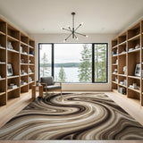 Abstract Area Brown and Tan Swirling Brown Tan Abstract Area Rug