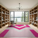 Pink Geometric Modern Vibrant Pink Geometric Shag Area Rug