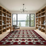 Red Border Persian Floral Area Rug