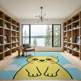 Adorable Big-Eyed Yellow Puppy Cartoon Rug