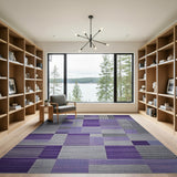 Geometric Modern Purple Geometric Block Stripe Area Rug