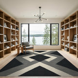 Modern Geometric Triangle Area Rug in Black White