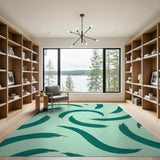 Teal Brushstroke Abstract Area Rug