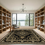 Black Gold Serpent Medallion Area Rug