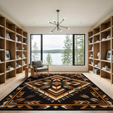 Southwestern Geometric Area Rug in Orange Black