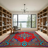 Traditional Persian Vibrant Red Persian Medallion Area Rug