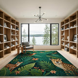 Jungle Cheetah Bird Deer Area Rug