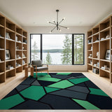 Vibrant Green Geometric Mosaic Area Rug