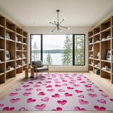 Playful Pink Hearts Scatter Area Rug