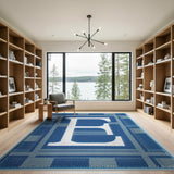 Blue Plaid Monogram E Area Rug