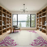 Floral Vintage Elegant Pink Floral Swirl Area Rug
