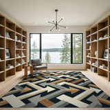 Modern Grey Arrow Maze Geometric Rug