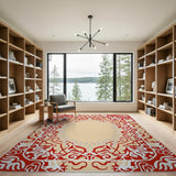 Red Traditional Persian Ornate Red Persian Border Area Rug