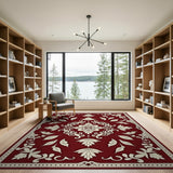Elegant Red Ornate Floral Area Rug