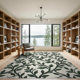 Green Elegant Green Vine Leaf Area Rug