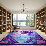 Purple Mermaid Moonlit Ocean Area Rug