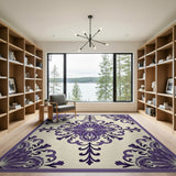 Floral Vintage Elegant Purple Floral Medallion Rug