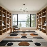 Geometric Modern Orange Black Beige Area Rug