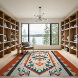 Terracotta Teal Southwestern Geometric Rug