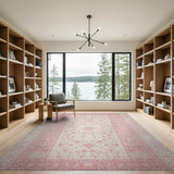 Blush Pink Floral Vintage No. 15 Area Rug