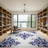 Floral Vintage Navy Blue Damask Floral Area Rug