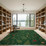 Emerald Fern Leaves with Spotted Berries Rug
