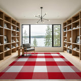 Red Classic Red Gingham Check Area Rug