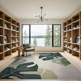 Abstract Green Monstera Leaf Area Rug