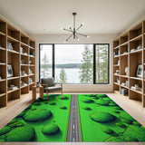 Pixelated Green Bush Road Landscape Rug