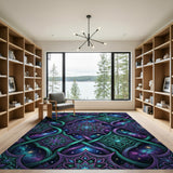 Stellar Mandala Teal Purple Area Rug