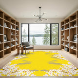 Floral Vintage Yellow Cherry Blossom Floral Area Rug