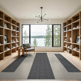 Modern Black White Vertical Striped Area Rug