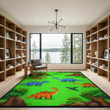 Pixel Art Dinosaur Adventure Area Rug